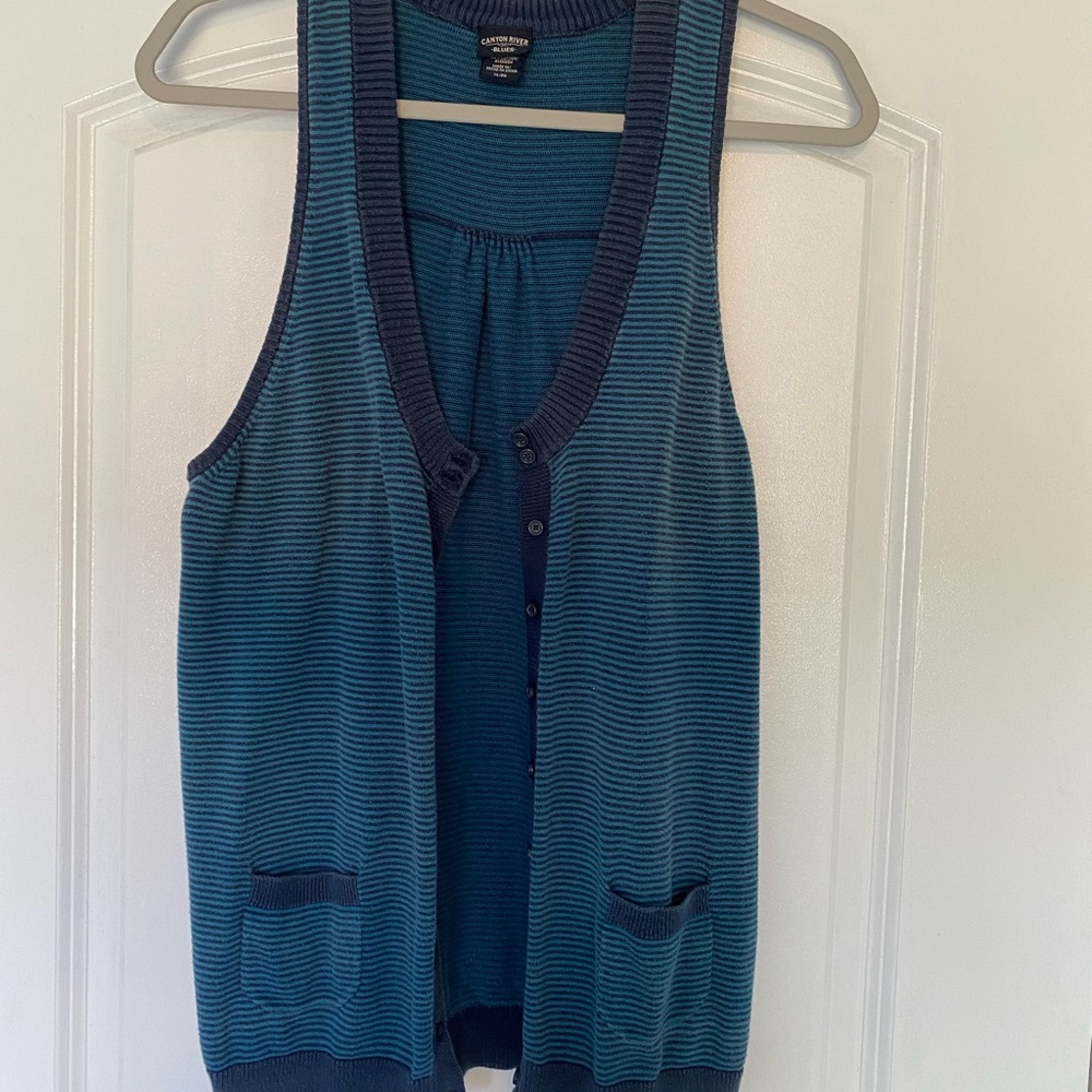 NEED TO SELL ASAP!!! Blue striped vest. XL.